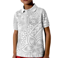Personalised Tonga White Sunday Kid Polo Shirt Tropical Plant With Polynesian Pattern LT9 Kid White - Polynesian Pride