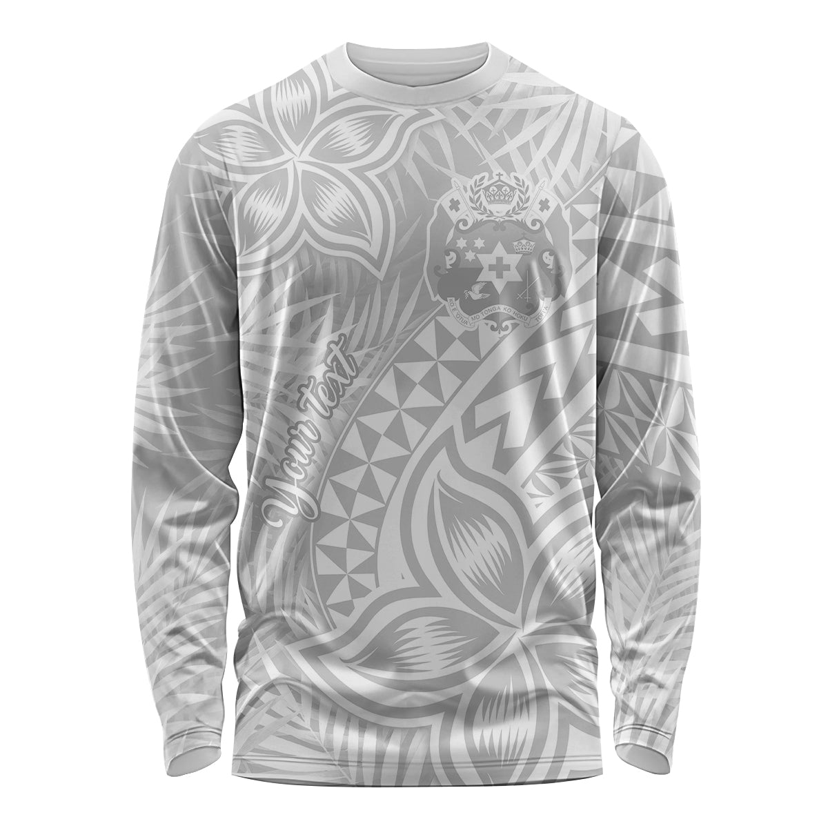 Personalised Tonga White Sunday Long Sleeve Shirt Tropical Plant With Polynesian Pattern LT9 Unisex White - Polynesian Pride