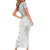 Personalised Tonga White Sunday Short Sleeve Bodycon Dress Tropical Plant With Polynesian Pattern LT9 - Polynesian Pride