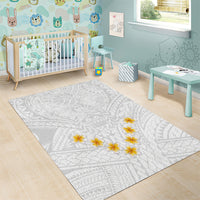 Tonga White Sunday Area Rug Polynesian Plumeria Tribal Simple LT9 - Polynesian Pride
