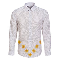 Tonga White Sunday Family Matching Long Sleeve Bodycon Dress and Hawaiian Shirt Polynesian Plumeria Tribal Simple LT9 Dad's Shirt - Long Sleeve White - Polynesian Pride