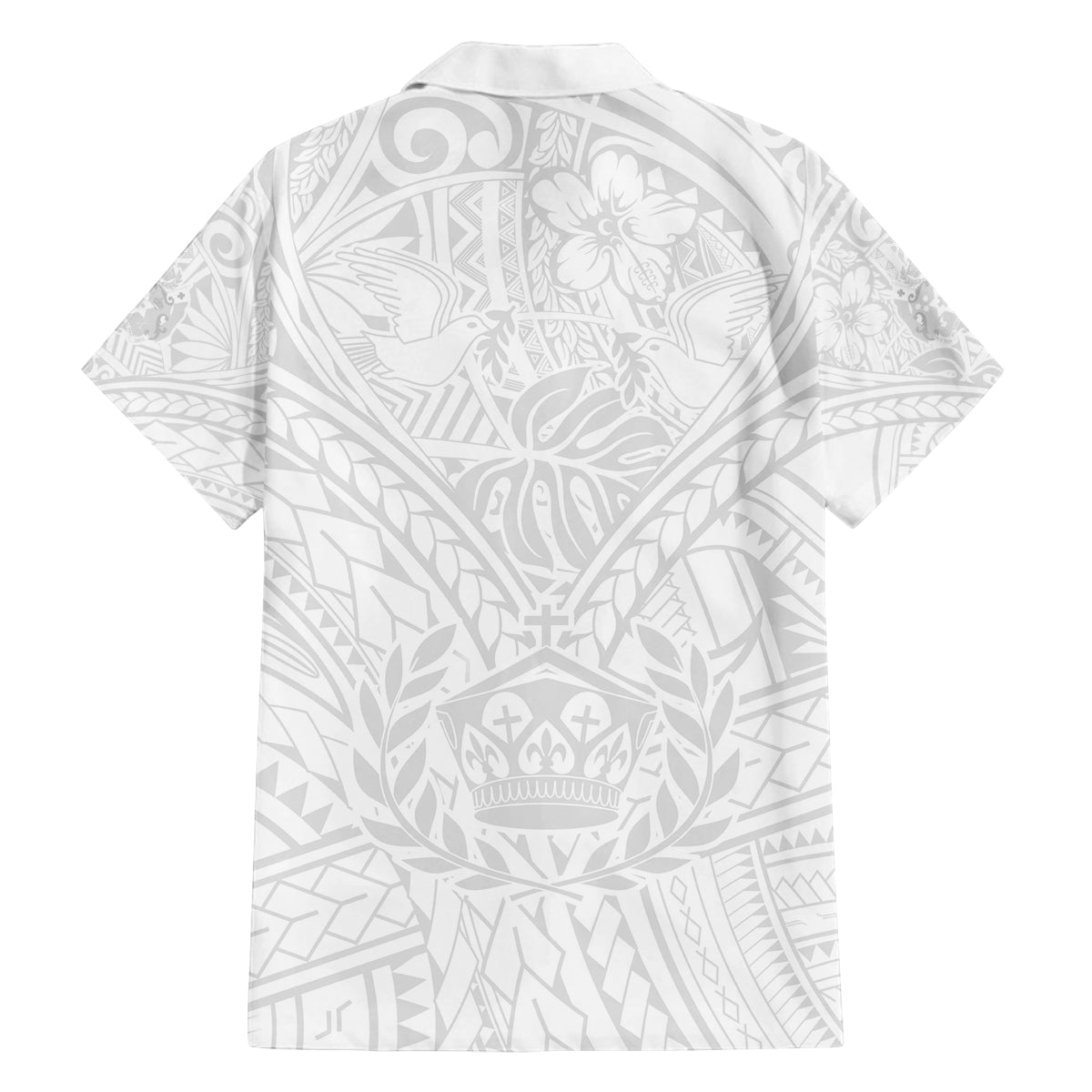 Tonga White Sunday Family Matching Off Shoulder Long Sleeve Dress and Hawaiian Shirt Polynesian Plumeria Tribal Simple LT9 - Polynesian Pride