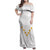 Tonga White Sunday Family Matching Off Shoulder Maxi Dress and Hawaiian Shirt Polynesian Plumeria Tribal Simple LT9 Mom's Dress White - Polynesian Pride