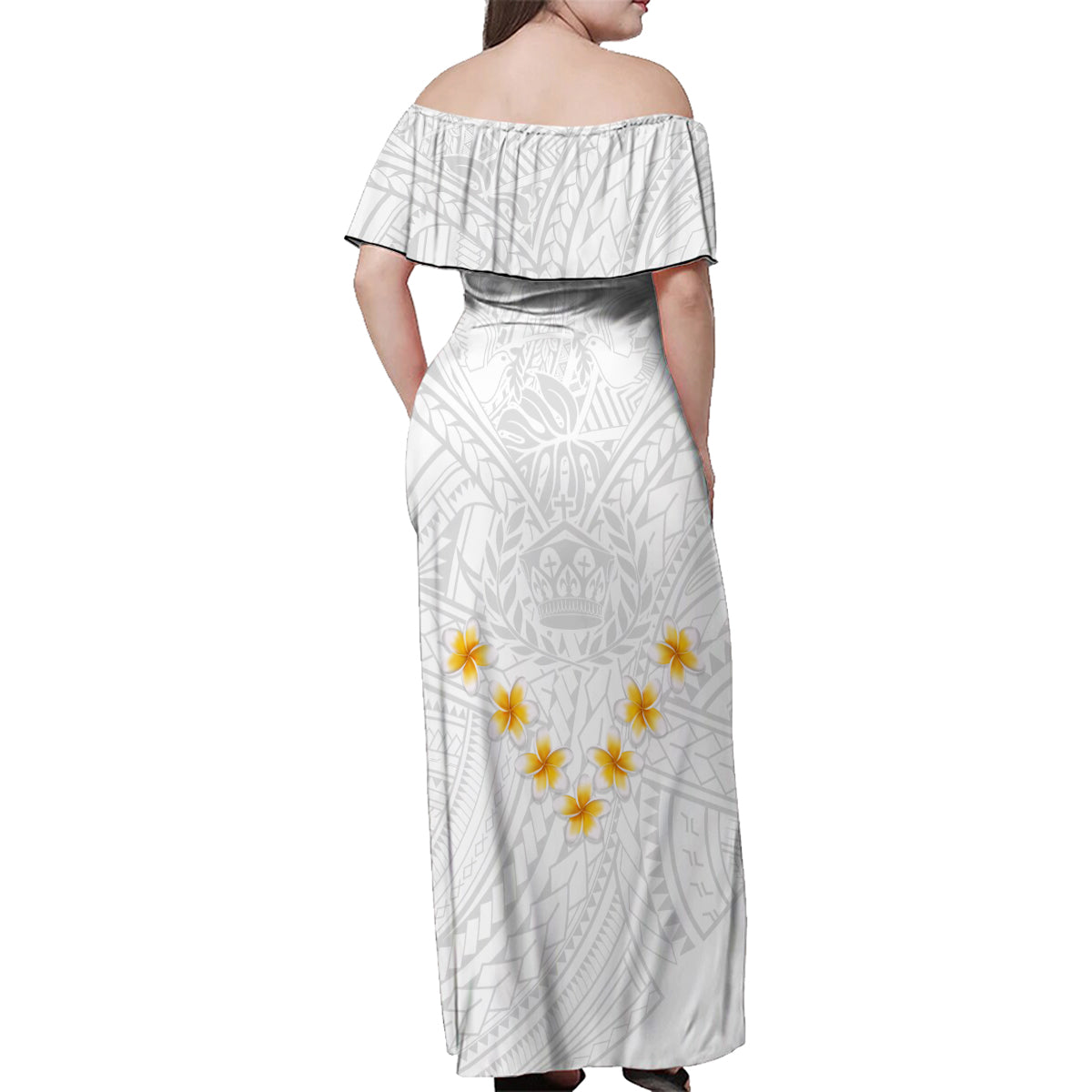 Tonga White Sunday Family Matching Off Shoulder Maxi Dress and Hawaiian Shirt Polynesian Plumeria Tribal Simple LT9 - Polynesian Pride