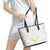 Tonga White Sunday Leather Tote Bag Polynesian Plumeria Tribal Simple LT9 - Polynesian Pride