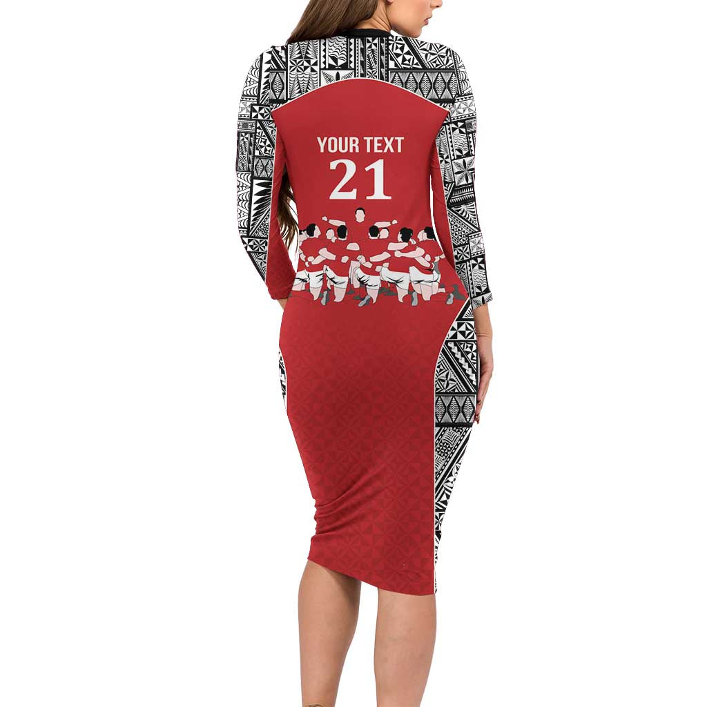 Custom Tonga Rugby Mate Ma'a Family Matching Long Sleeve Bodycon Dress and Hawaiian Shirt Tonga XIII Make History Pacific Champions LT9 - Polynesian Pride