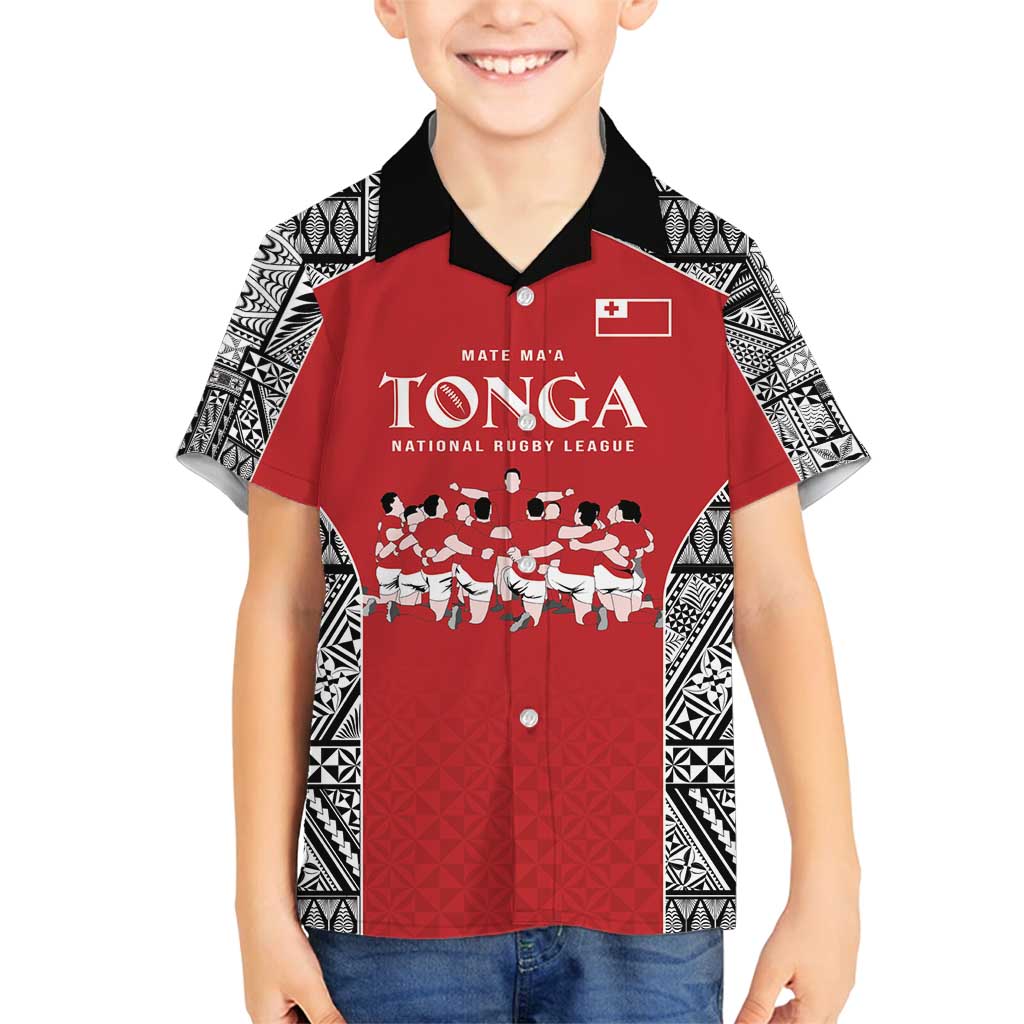 Custom Tonga Rugby Mate Ma'a Family Matching Long Sleeve Bodycon Dress and Hawaiian Shirt Tonga XIII Make History Pacific Champions LT9 Son's Shirt Red - Polynesian Pride
