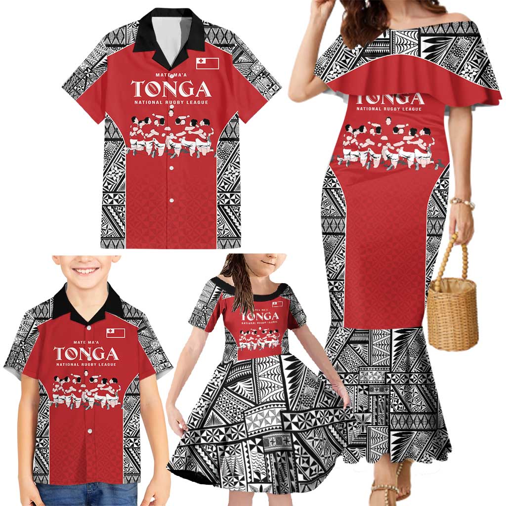Custom Tonga Rugby Mate Ma'a Family Matching Mermaid Dress and Hawaiian Shirt Tonga XIII Make History Pacific Champions LT9 - Polynesian Pride