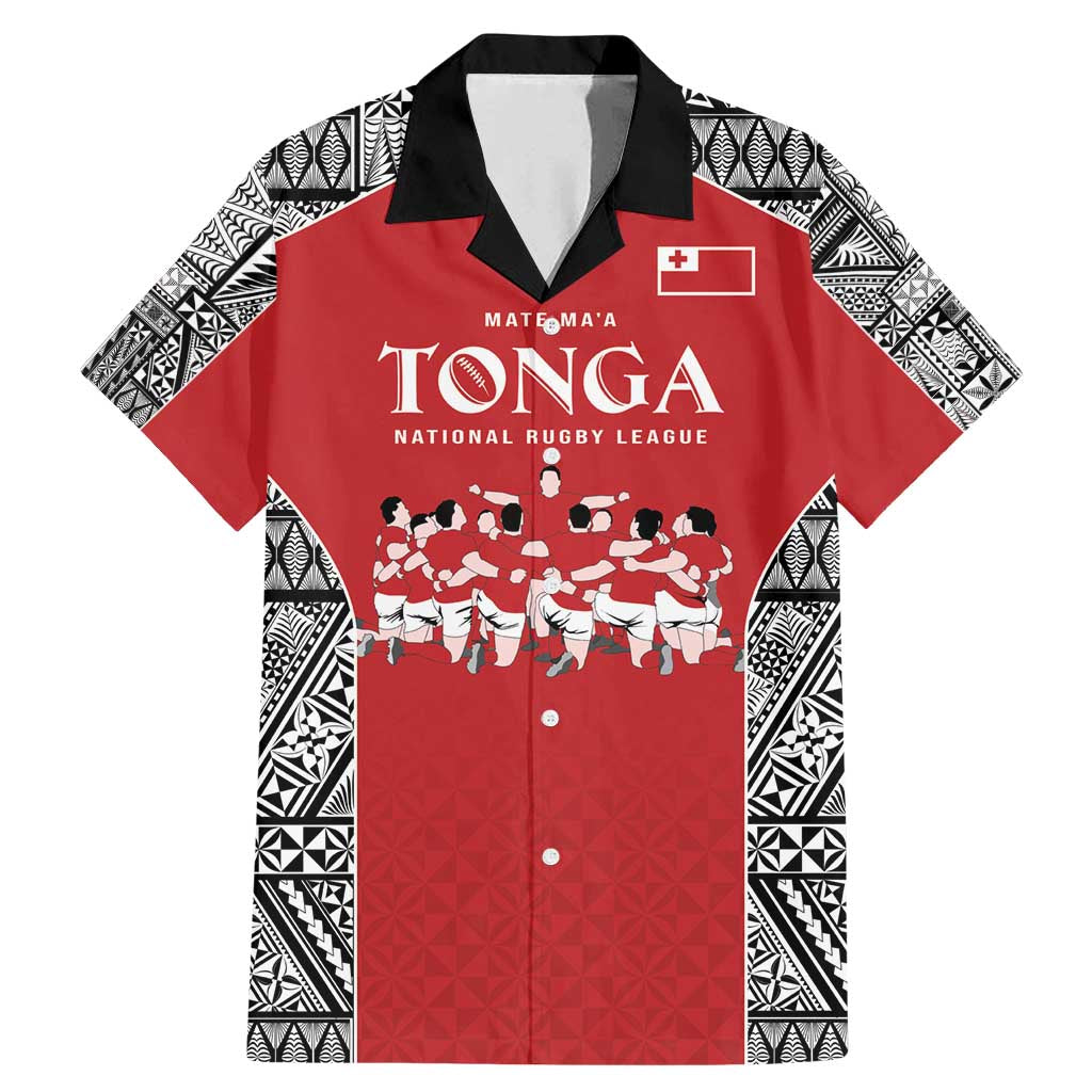 Custom Tonga Rugby Mate Ma'a Family Matching Mermaid Dress and Hawaiian Shirt Tonga XIII Make History Pacific Champions LT9 Dad's Shirt - Short Sleeve Red - Polynesian Pride
