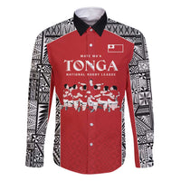 Custom Tonga Rugby Mate Ma'a Family Matching Mermaid Dress and Hawaiian Shirt Tonga XIII Make History Pacific Champions LT9 Dad's Shirt - Long Sleeve Red - Polynesian Pride