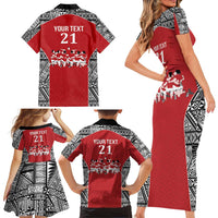 Custom Tonga Rugby Mate Ma'a Family Matching Short Sleeve Bodycon Dress and Hawaiian Shirt Tonga XIII Make History Pacific Champions LT9 - Polynesian Pride