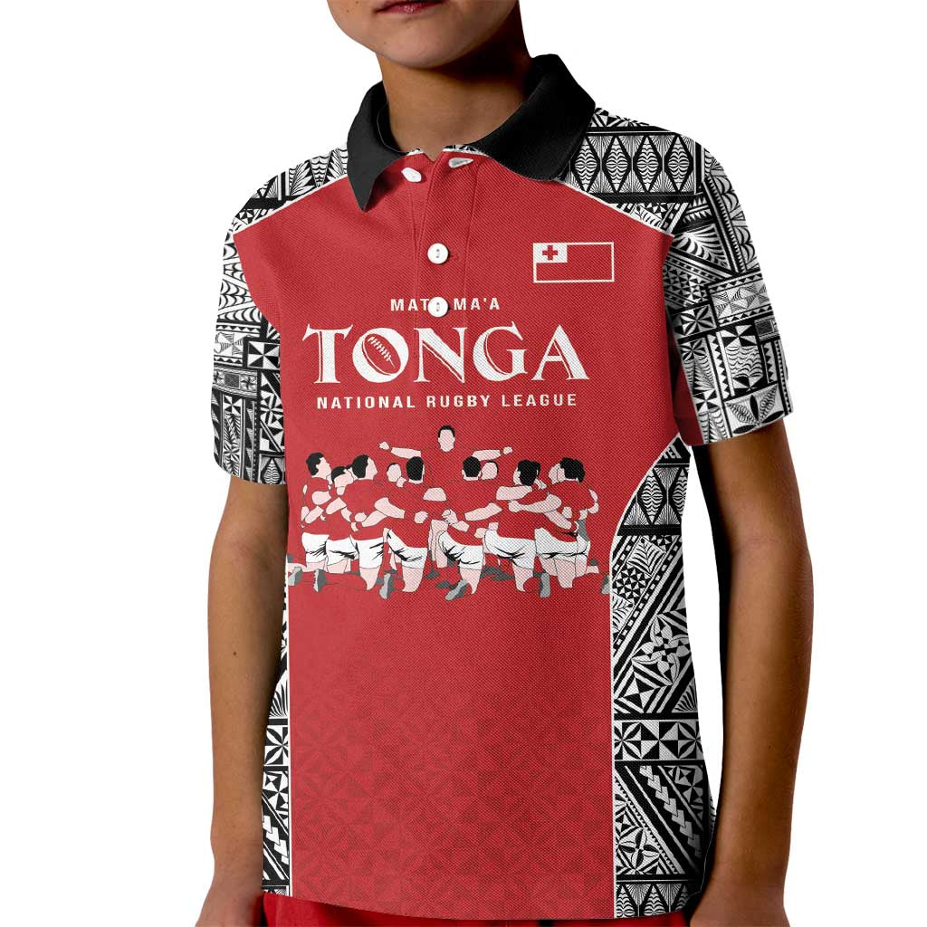 Custom Tonga Rugby Mate Ma'a Kid Polo Shirt Tonga XIII Make History Pacific Champions