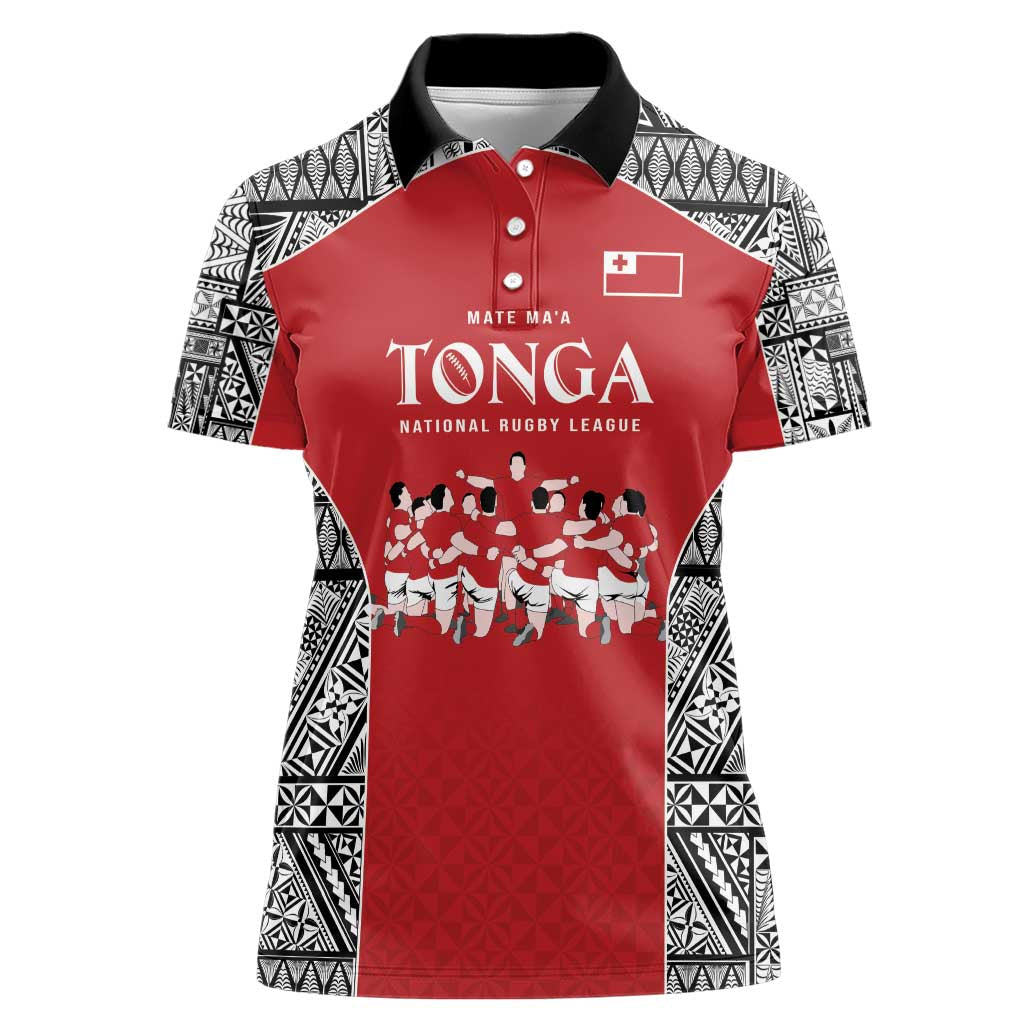 Custom Tonga Rugby Mate Ma'a Women Polo Shirt Tonga XIII Make History Pacific Champions