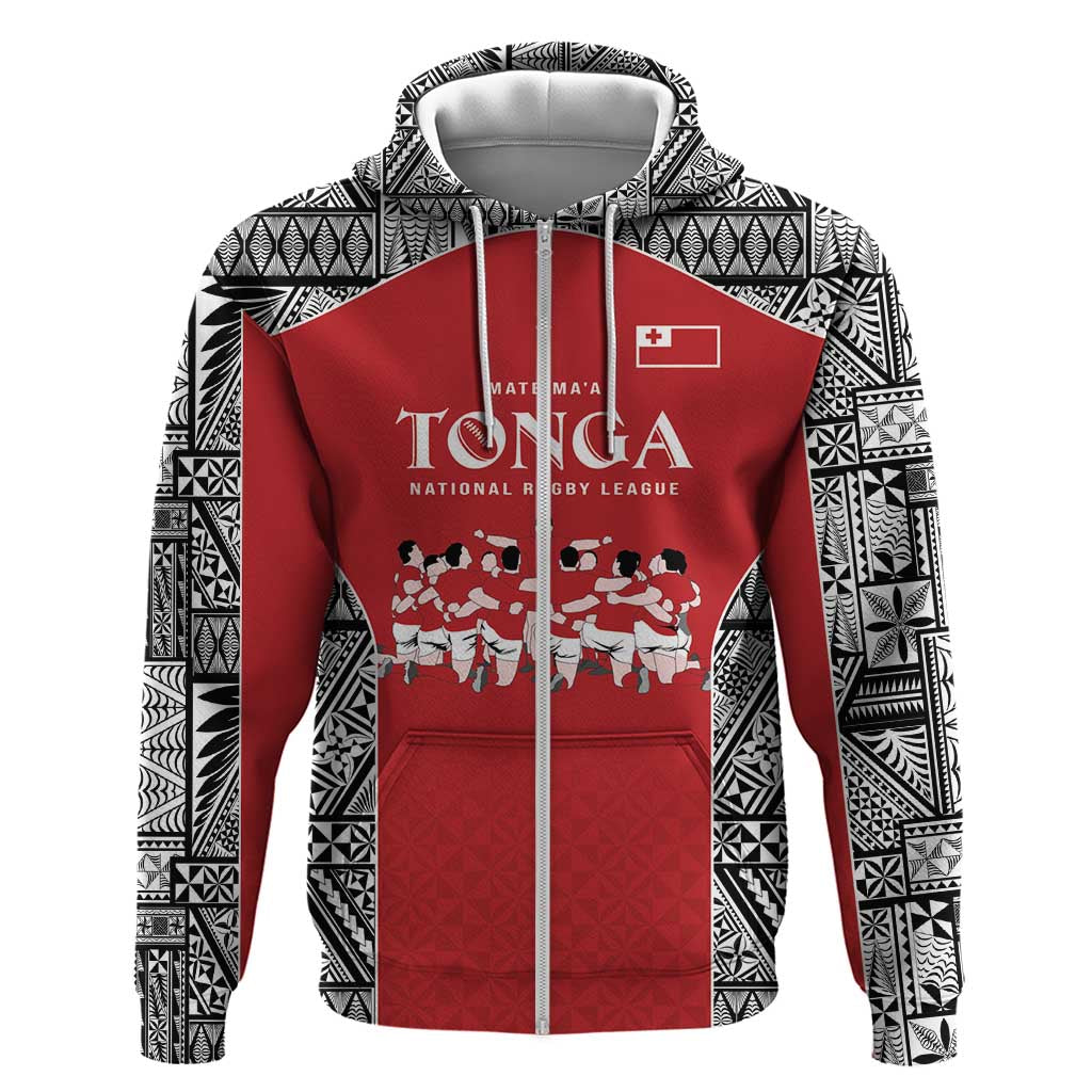 Custom Tonga Rugby Mate Ma'a Zip Hoodie Tonga XIII Make History Pacific Champions