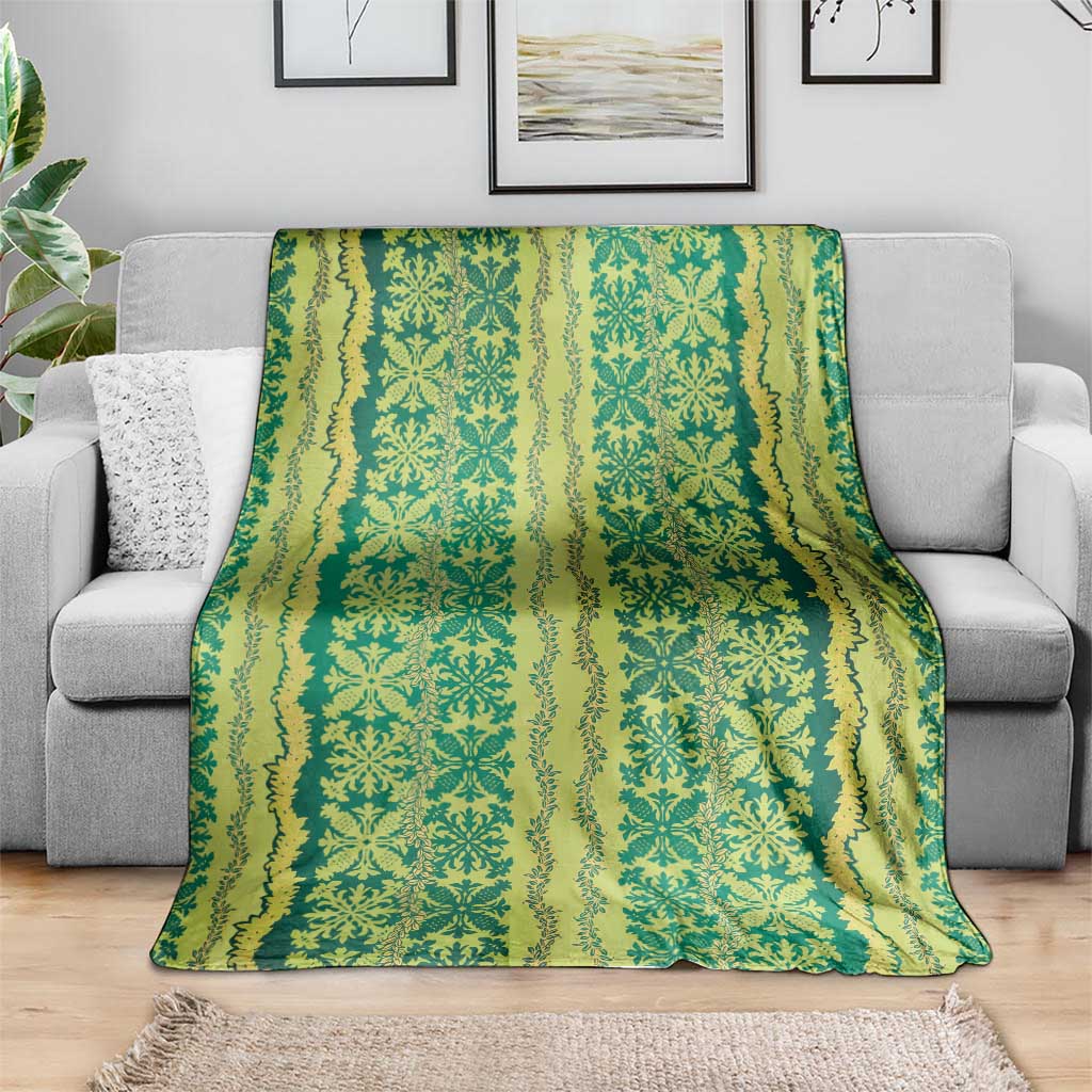 Hawaii Lei with Tribal Quilt Motif Blanket