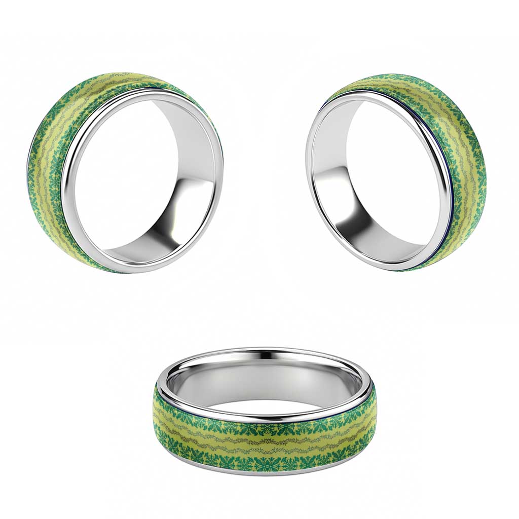 Hawaii Lei with Tribal Quilt Motif Classic Ring - Polynesian Pride