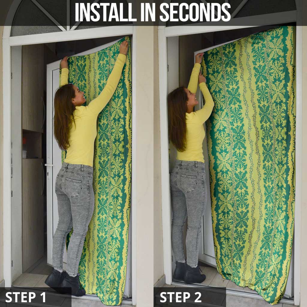 Hawaii Lei with Tribal Quilt Motif Door Cover - Polynesian Pride