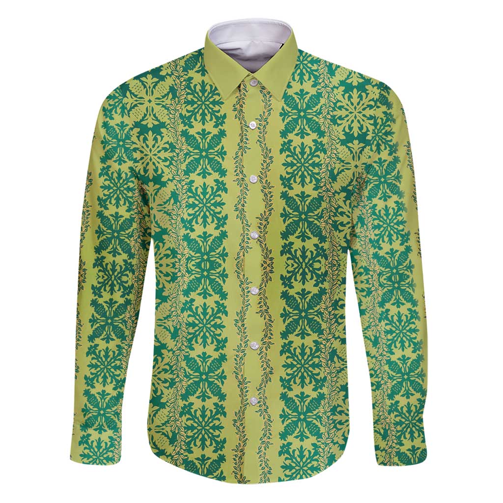 Hawaii Lei with Tribal Quilt Motif Family Matching Puletasi and Hawaiian Shirt