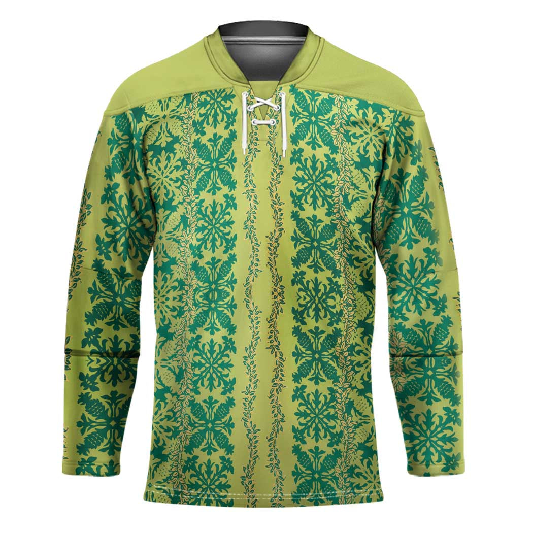Hawaii Lei with Tribal Quilt Motif Hockey Jersey - Polynesian Pride