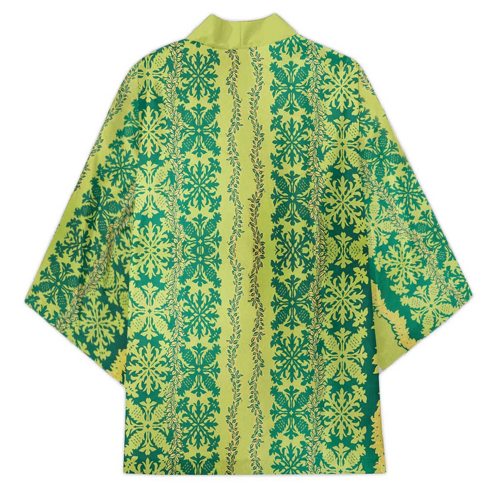 Hawaii Lei with Tribal Quilt Motif Kimono - Polynesian Pride