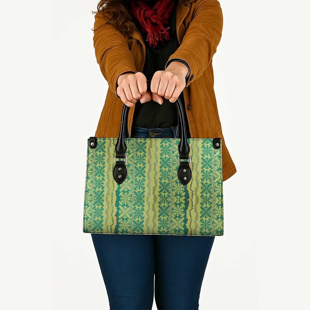 Hawaii Lei with Tribal Quilt Motif Leather Bag - Polynesian Pride