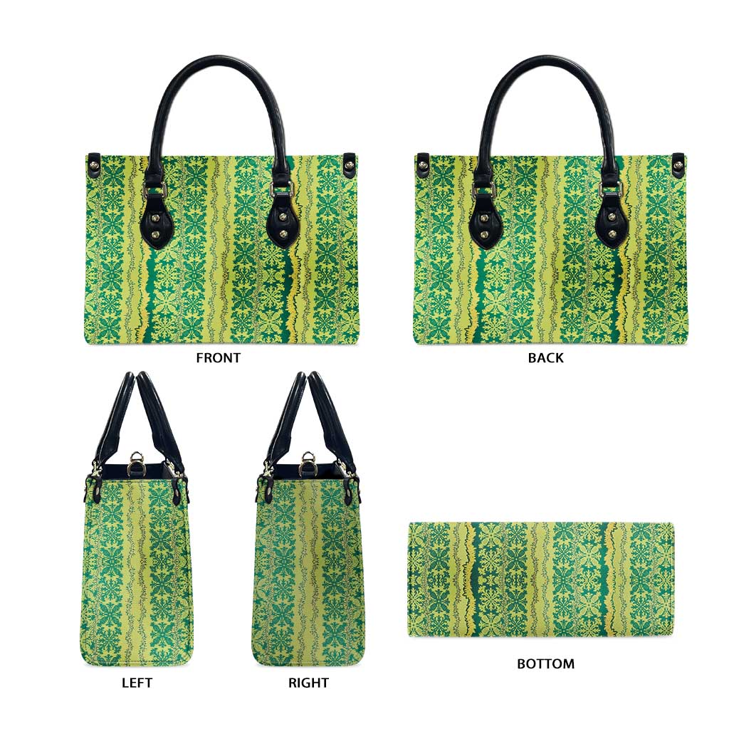 Hawaii Lei with Tribal Quilt Motif Leather Bag - Polynesian Pride