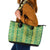 Hawaii Lei with Tribal Quilt Motif Leather Tote Bag