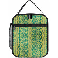 Hawaii Lei with Tribal Quilt Motif Lunch Bag LT9 10.2 × 8.3 × 4.3 inch Green - Polynesian Pride
