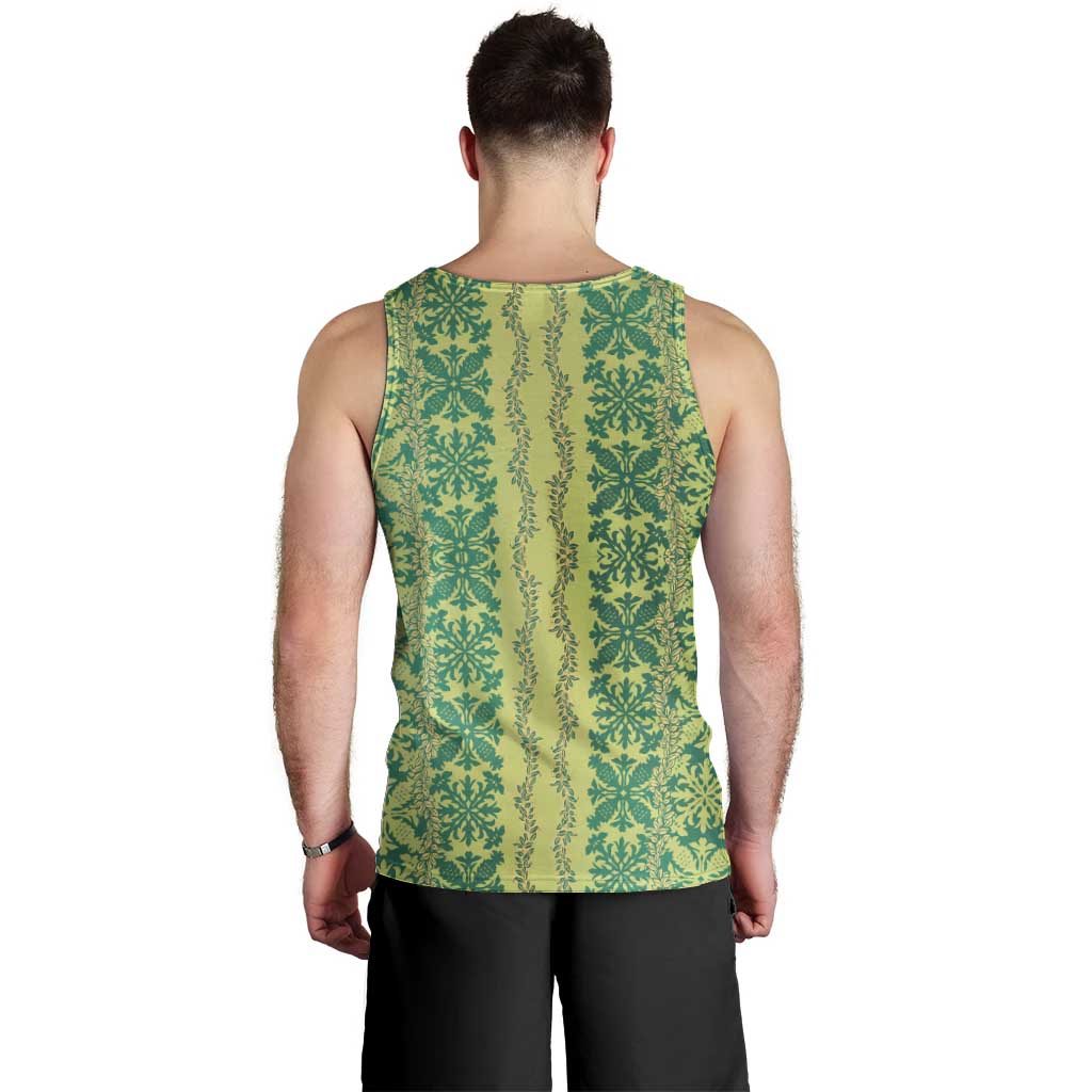 Hawaii Lei with Tribal Quilt Motif Men Tank Top