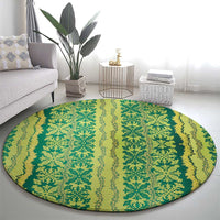 Hawaii Lei with Tribal Quilt Motif Round Carpet