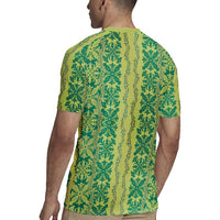 Hawaii Lei with Tribal Quilt Motif Rugby Jersey