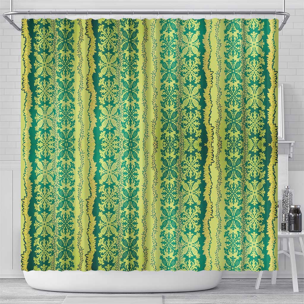 Hawaii Lei with Tribal Quilt Motif Shower Curtain