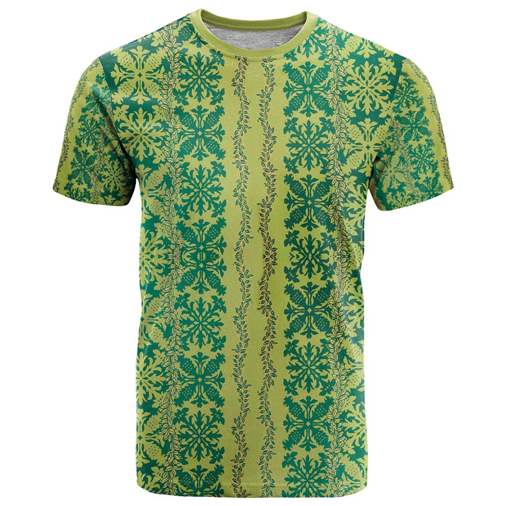 Hawaii Lei with Tribal Quilt Motif T Shirt