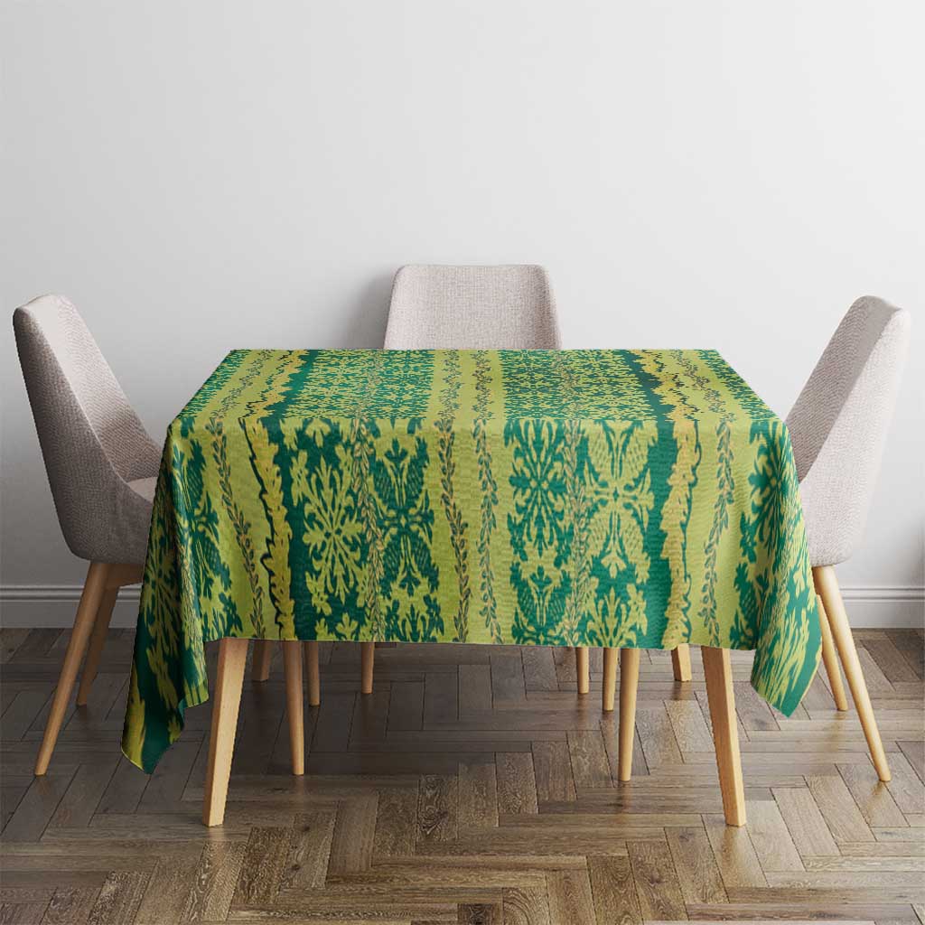 Hawaii Lei with Tribal Quilt Motif Tablecloth