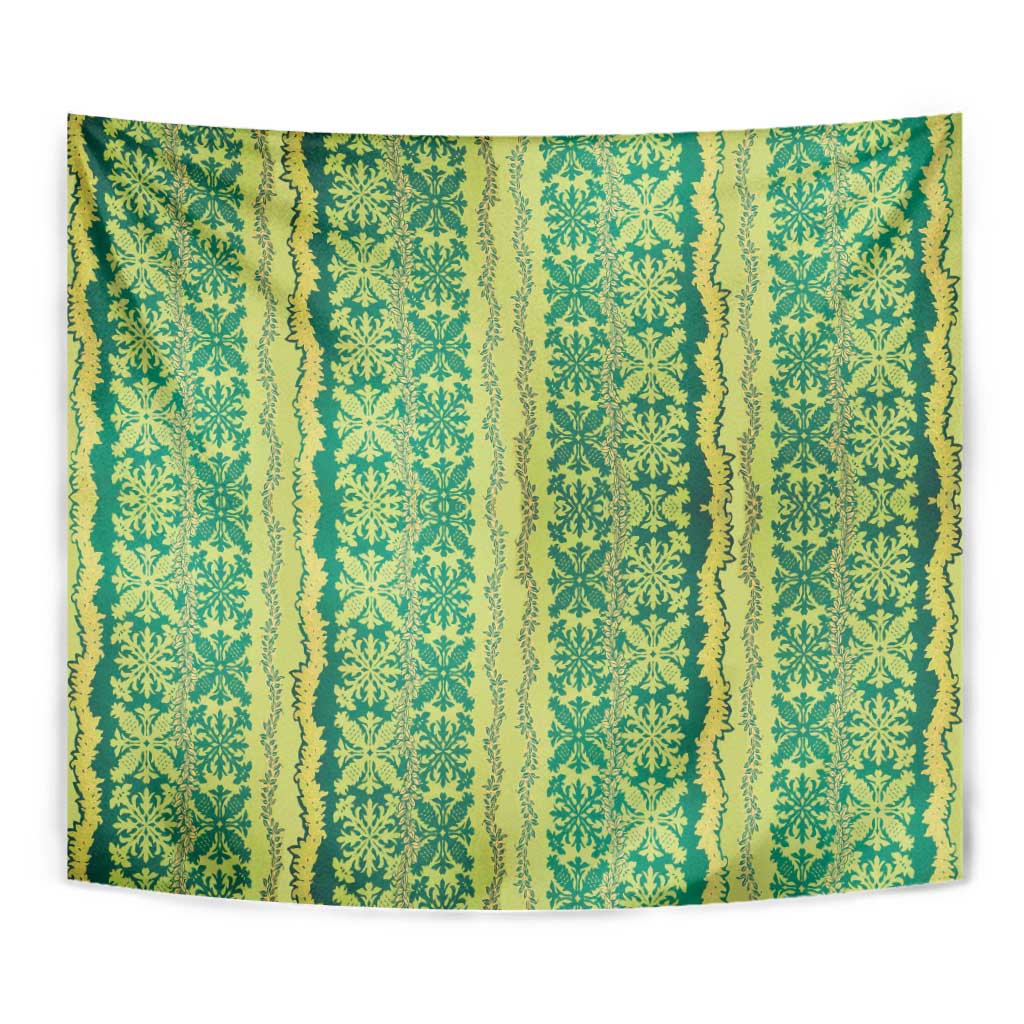 Hawaii Lei with Tribal Quilt Motif Tapestry