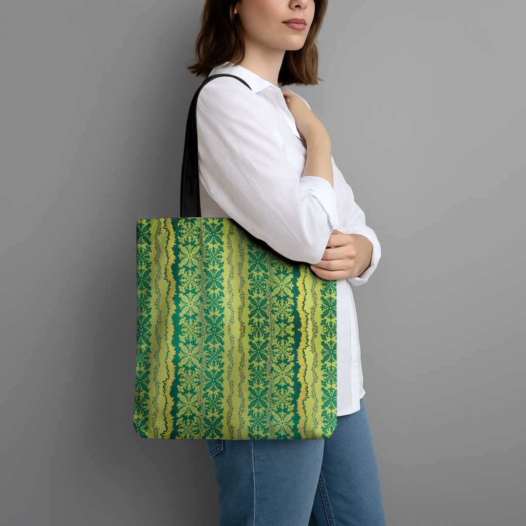 Hawaii Lei with Tribal Quilt Motif Tote Bag - Polynesian Pride