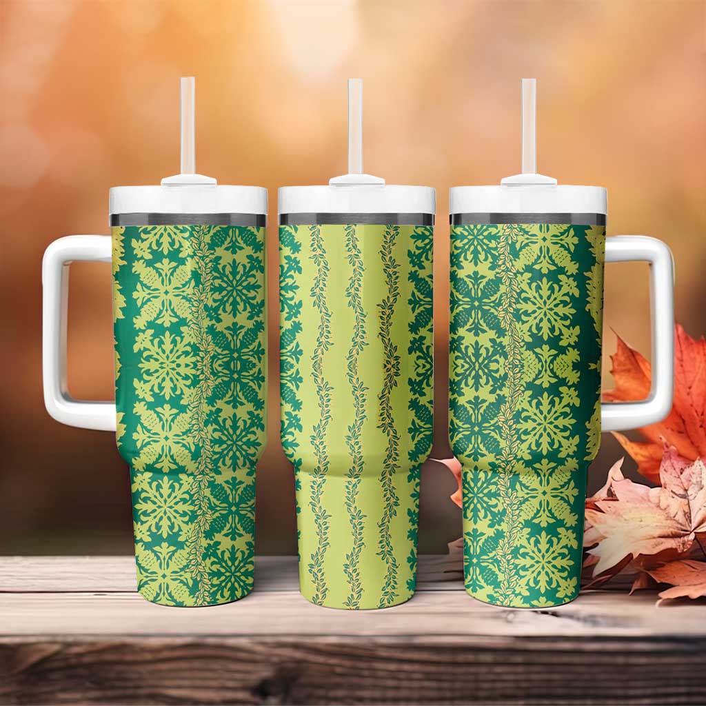 Hawaii Lei with Tribal Quilt Motif Tumbler With Handle
