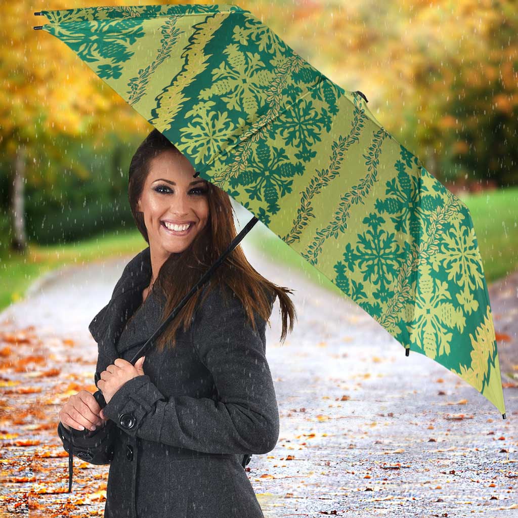 Hawaii Lei with Tribal Quilt Motif Umbrella - Polynesian Pride