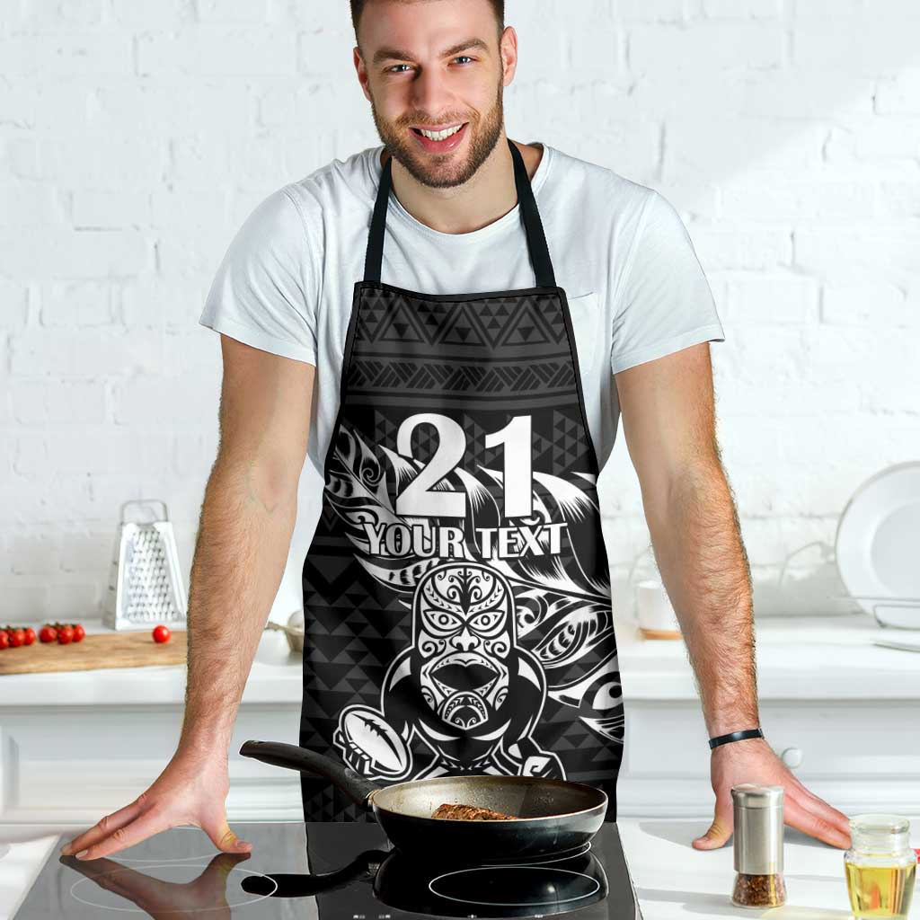 New Zealand Rugby Warrior Custom Apron Black Fern Taniko Motif - Polynesian Pride