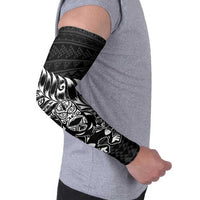 New Zealand Rugby Warrior Custom Arm Sleeves Black Fern Taniko Motif - Polynesian Pride