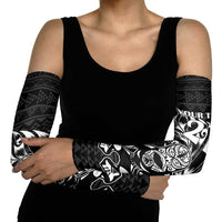 New Zealand Rugby Warrior Custom Arm Sleeves Black Fern Taniko Motif - Polynesian Pride
