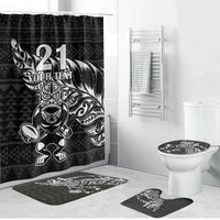 New Zealand Rugby Warrior Custom Bathroom Set Black Fern Taniko Motif - Polynesian Pride