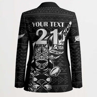 New Zealand Rugby Warrior Custom Blazer Black Fern Taniko Motif - Polynesian Pride