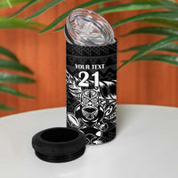 New Zealand Rugby Warrior Custom 4 in 1 Can Cooler Tumbler Black Fern Taniko Motif