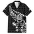 New Zealand Rugby Warrior Custom Family Matching Long Sleeve Bodycon Dress and Hawaiian Shirt Black Fern Taniko Motif