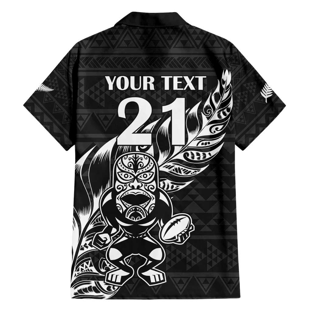 New Zealand Rugby Warrior Custom Family Matching Long Sleeve Bodycon Dress and Hawaiian Shirt Black Fern Taniko Motif