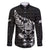 New Zealand Rugby Warrior Custom Family Matching Long Sleeve Bodycon Dress and Hawaiian Shirt Black Fern Taniko Motif