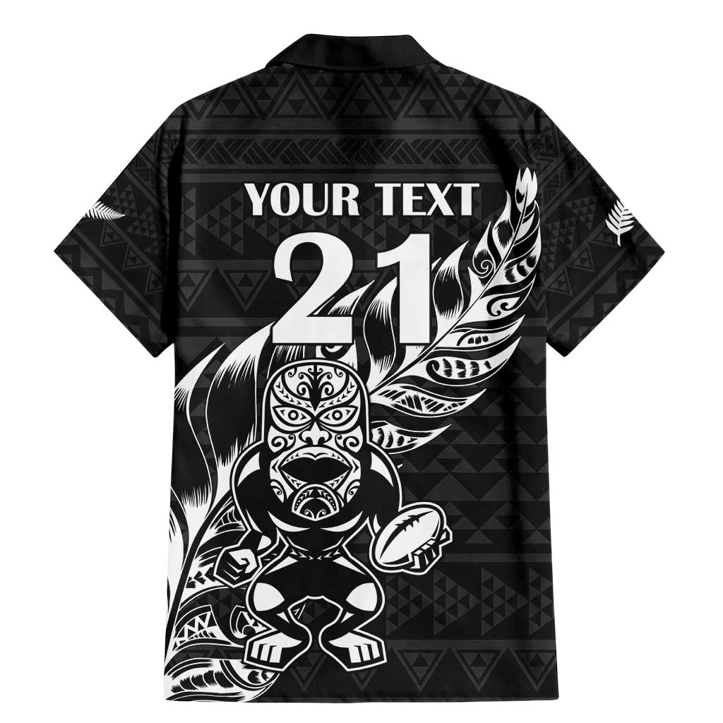 New Zealand Rugby Warrior Custom Family Matching Mermaid Dress and Hawaiian Shirt Black Fern Taniko Motif