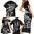 New Zealand Rugby Warrior Custom Family Matching Short Sleeve Bodycon Dress and Hawaiian Shirt Black Fern Taniko Motif
