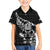 New Zealand Rugby Warrior Custom Family Matching Short Sleeve Bodycon Dress and Hawaiian Shirt Black Fern Taniko Motif